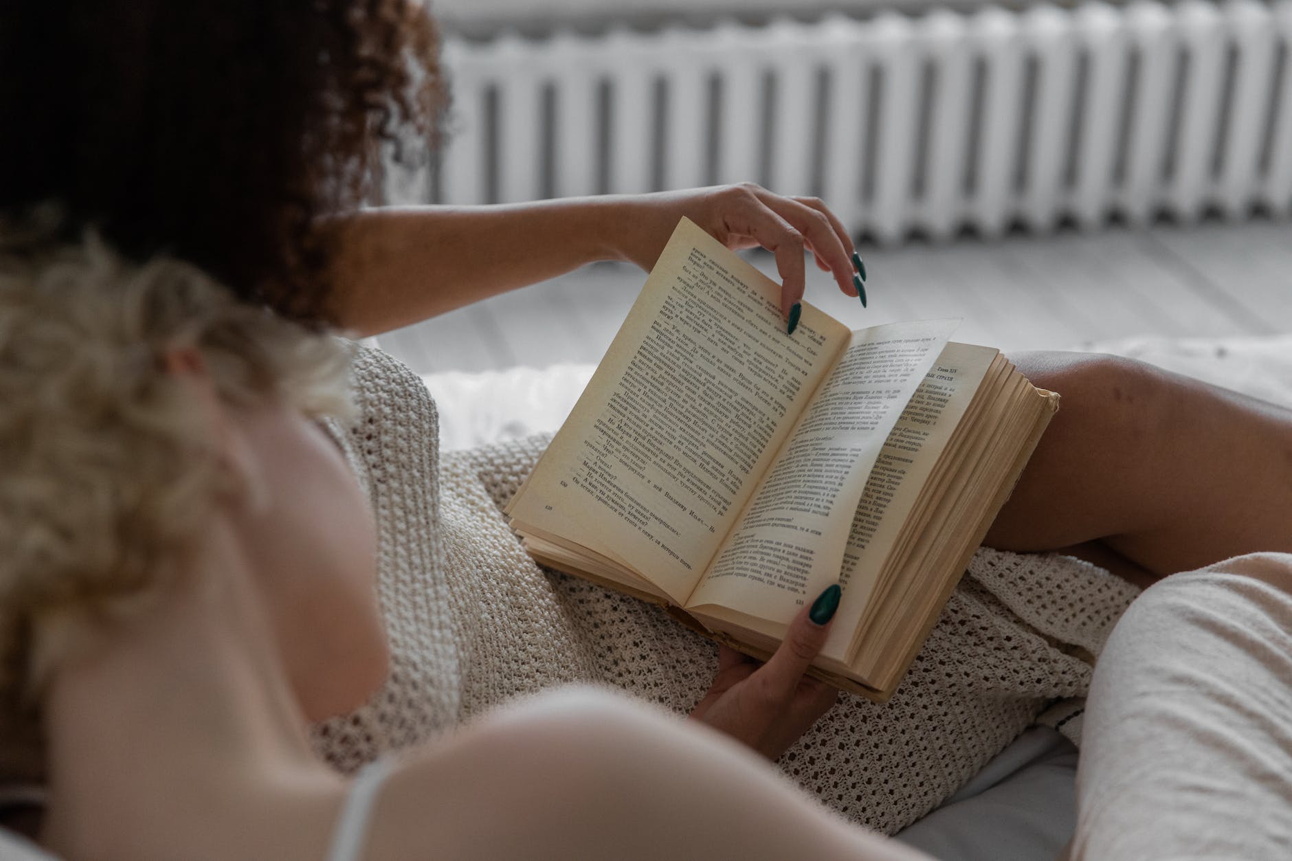 woman reading book